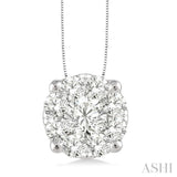 1.00 ctw Round Cut Lovebright Diamond Pendant in 14K White Gold with Chain