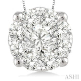 1.00 ctw Round Cut Lovebright Diamond Pendant in 14K White Gold with Chain