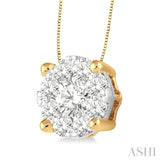 1.00 ctw Lovebright Round Cut Diamond Pendant in 14K Yellow and White Gold with Chain