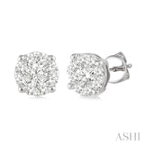 3/4 ctw Lovebright Round Cut Diamond Stud Earrings in 14K White Gold