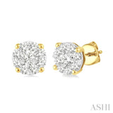 1/2 ctw Lovebright Round Cut Diamond Stud Earrings in 14K Yellow and White Gold