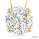 1/2 ctw Lovebright Round Cut Diamond Pendant in 14K Yellow and White Gold with Chain