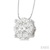 1/3 ctw Lovebright Round Cut Diamond Pendant in 14K White Gold with Chain