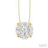 1/4 ctw Lovebright Round Cut Diamond Pendant in 14K Yellow and White Gold with Chain