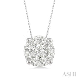 1/8 ctw Lovebright Round Cut Diamond Pendant in 14K White Gold with Chain