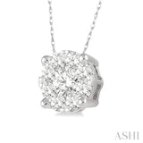 1/8 ctw Lovebright Round Cut Diamond Pendant in 14K White Gold with Chain