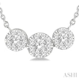 1/3 ctw 3-Stone Lovebright Round Cut Diamond Necklace in 14K White Gold