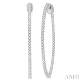 1 ctw Inside-Out Round Cut Diamond 1 1/2 Inch Hoop Earrings in 14K White Gold