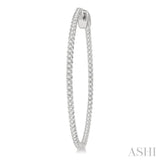 1 ctw Inside-Out Round Cut Diamond 1 1/2 Inch Hoop Earrings in 14K White Gold