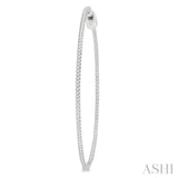 1 ctw Inside-Out Round Cut Diamond 2-Inch Hoop Earrings in 14K White Gold