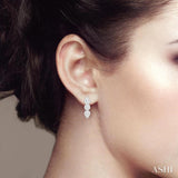 7/8 Ctw Lovebright Round Cut Diamond Half Hoop Earrings in 14K White Gold