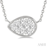 1/3 ctw Pear Shape Lovebright Diamond Pendant With Chain in 14K White Gold