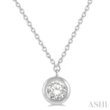 3/8 ctw Round Cut Diamond Pendant With Chain in 14K White Gold