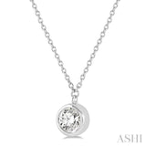 3/8 ctw Round Cut Diamond Pendant With Chain in 14K White Gold