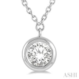 3/8 ctw Round Cut Diamond Pendant With Chain in 14K White Gold
