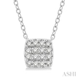 1/8 Ctw Cushion Shape Round Cut Diamond Petite Fashion Pendant With Chain in 10K White Gold