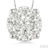 1/2 ctw Lovebright Round Cut Diamond Pendant in 14K White Gold with Chain