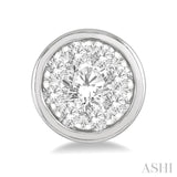 1/3 Ctw Medallion Lovebright Round Cut Diamond Bezel Stud Earring in 14K White Gold