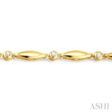 1/4 ctw Boat Shape Round Cut Diamond Bracelet in 10K Yellow Gold