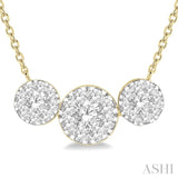 1 ctw 3-Stone Lovebright Round Cut Diamond Necklace in 14K Yellow and White Gold