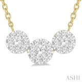 1/2 ctw 3-Stone Lovebright Round Cut Diamond Necklace in 14K Yellow and White Gold