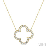 1 Ctw Clover Round Cut Diamond Pendant With Chain in 14K Yellow Gold
