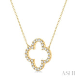 3/4 ctw Clover Round Cut Diamond Pendant in 14K Yellow Gold