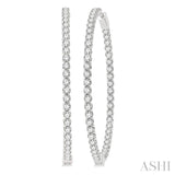 7 ctw Inside-Out Round Cut Diamond 2-Inch Hoop Earrings in 14K White Gold