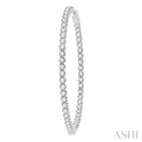 7 ctw Inside-Out Round Cut Diamond 2-Inch Hoop Earrings in 14K White Gold