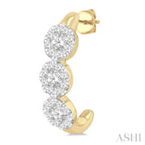 7/8 Ctw Lovebright Round Cut Diamond Half Hoop Earring in 14K Yellow and White Gold