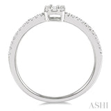 1/4 ctw Cushion Shape Petite Baguette and Round Cut Diamond Fashion Promise Ring in 14K White Gold