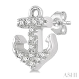 1/10 ctw Anchor Round Cut Diamond Petite Fashion Earring in 14K White Gold