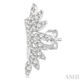 1/3 Ctw Arched Marquise Projection Single Cut Diamond Petite Fashion Earring in 14K White Gold