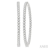 10 ctw Inside-Out Round Cut Diamond 2-Inch Hoop Earrings in 14K White Gold