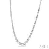 10 Ctw Riviera Round Cut Diamond Necklace in 14K White Gold