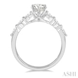 3/8 Ctw Round Shape Marquise Cut Semi-Mount Engagement Ring in 14K White Gold