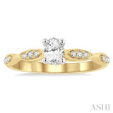 1/2 Ctw Round & Oval Cut Diamond Engagement Ring With 1/3 Ctw Oval Cut Center Stone in 14K Yellow and White Gold