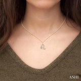 1/10 ctw Leo Round Cut Diamond Zodiac Pendant With Chain in 10K Yellow Gold