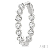 4 ctw Inside-Out Single Prong Set Round Cut Diamond Hoop Earrings in 14K White Gold