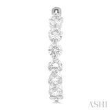 5 ctw Inside-Out Single Prong Set Round Cut Diamond Hoop Earrings in 14K White Gold
