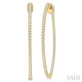 1 ctw Inside-Out Round Cut Diamond 1 1/2 Inch Hoop Earrings in 14K Yellow Gold