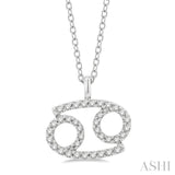 1/8 ctw Cancer Round Cut Diamond Zodiac Pendant With Chain in 14K White Gold