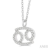 1/8 ctw Cancer Round Cut Diamond Zodiac Pendant With Chain in 14K White Gold
