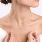 1/8 ctw Libra Round Cut Diamond Zodiac Pendant With Chain in 14K Yellow Gold