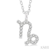 1/10 ctw Capricorn Round Cut Diamond Zodiac Pendant With Chain in 14K White Gold