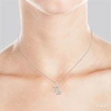 1/10 ctw Capricorn Round Cut Diamond Zodiac Pendant With Chain in 14K White Gold