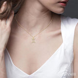 1/10 ctw Gemini Round Cut Diamond Zodiac Pendant With Chain in 14K Yellow Gold