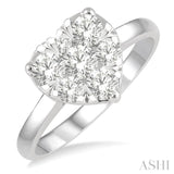 1.00 ctw Round Cut Diamond Heart Shape Lovebright Ring in 14K White Gold