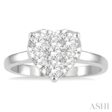 1.00 ctw Round Cut Diamond Heart Shape Lovebright Ring in 14K White Gold