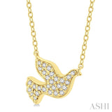 1/8 ctw Dove Symbol Petite Round Cut Diamond Fashion Pendant With Chain in 10K Yellow Gold
